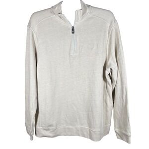 Tommy Bahama Flipside Mens Large Tan Ribbed Half Zip Pullover Sweater NWT